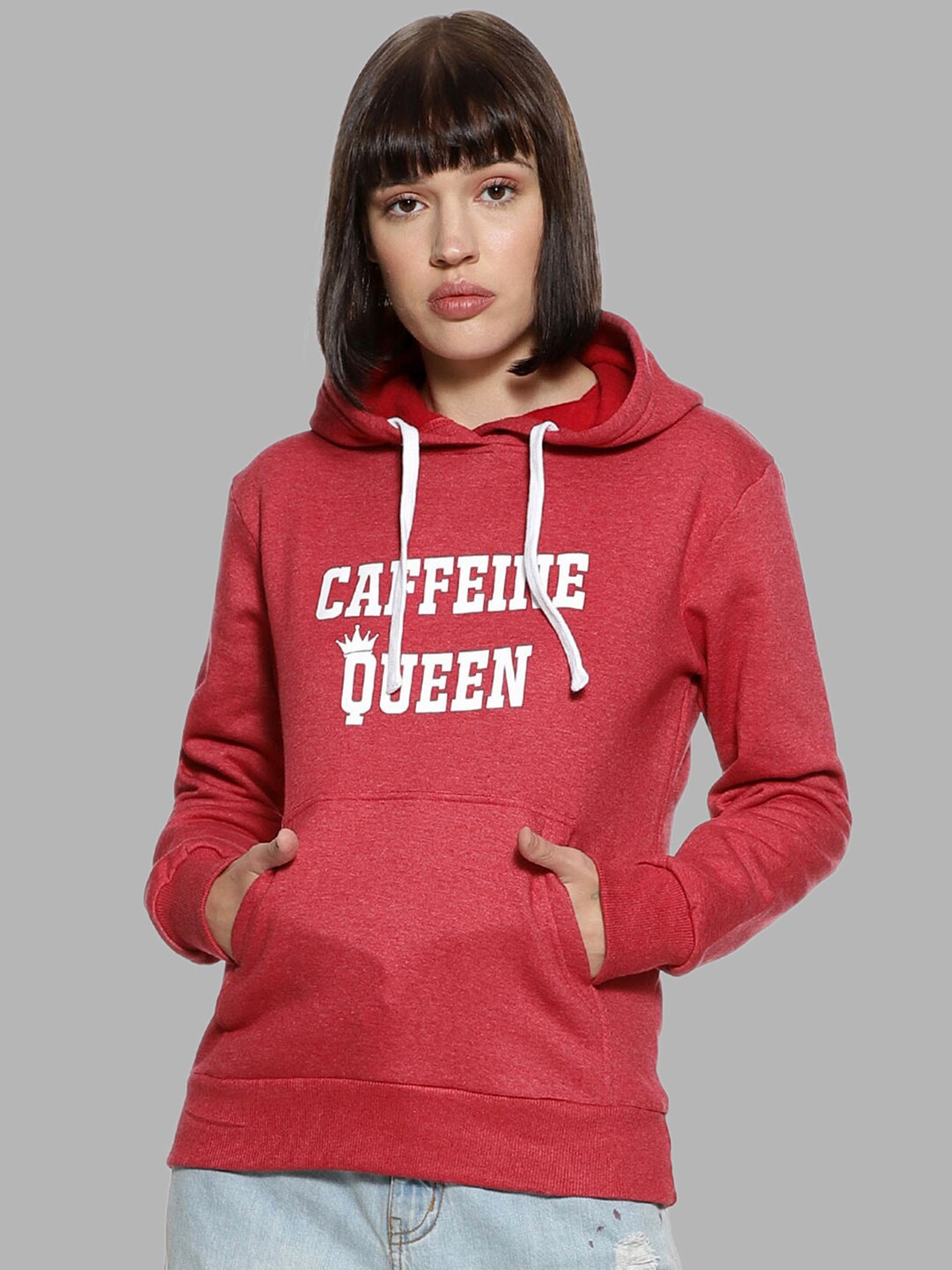 

Campus Sutra Women Pink Printed Hooded Sweatshirt