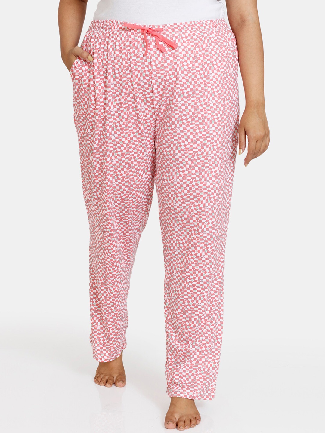 

Zivame Women Plus Size Pink Pure Cotton Printed Pyjama