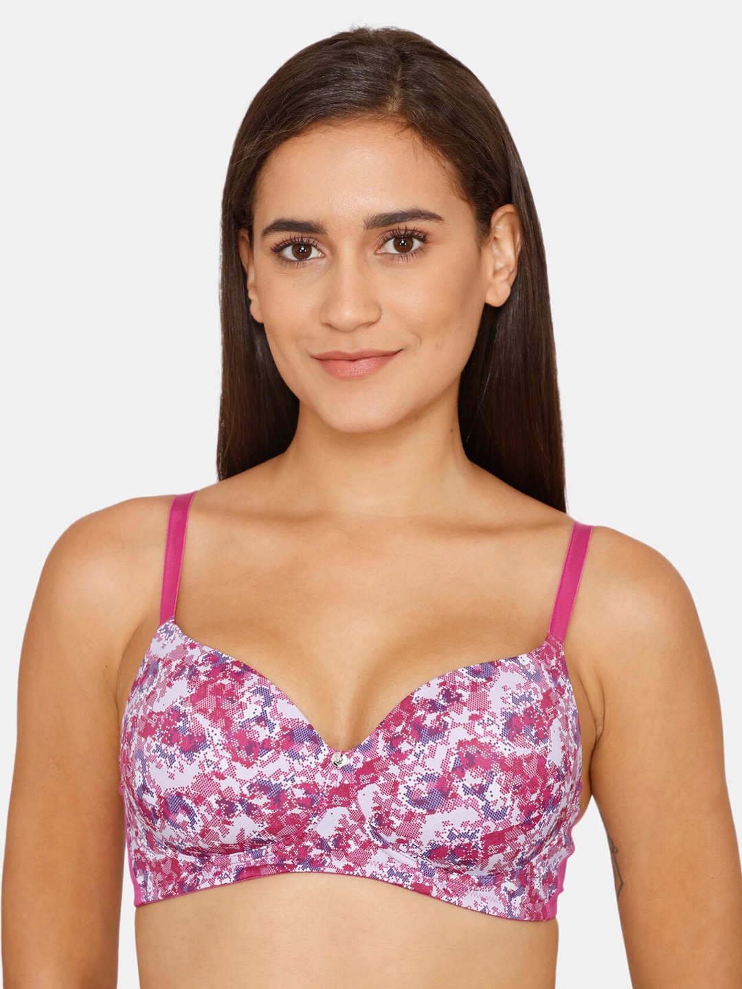 

Zivame Women Purple & White Floral Printed Lightly Padded Bra