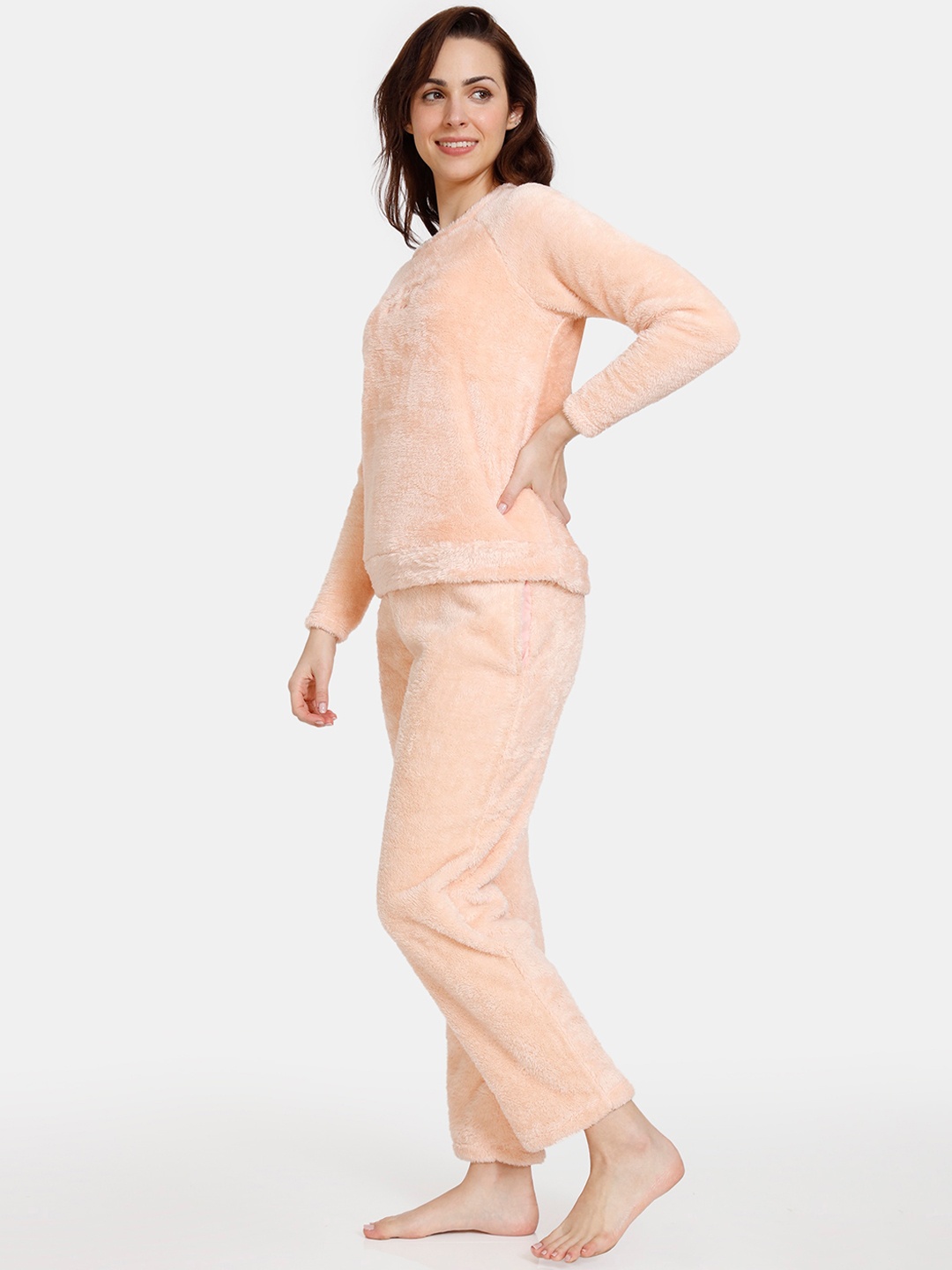 

Zivame Women Pink & White Night suit