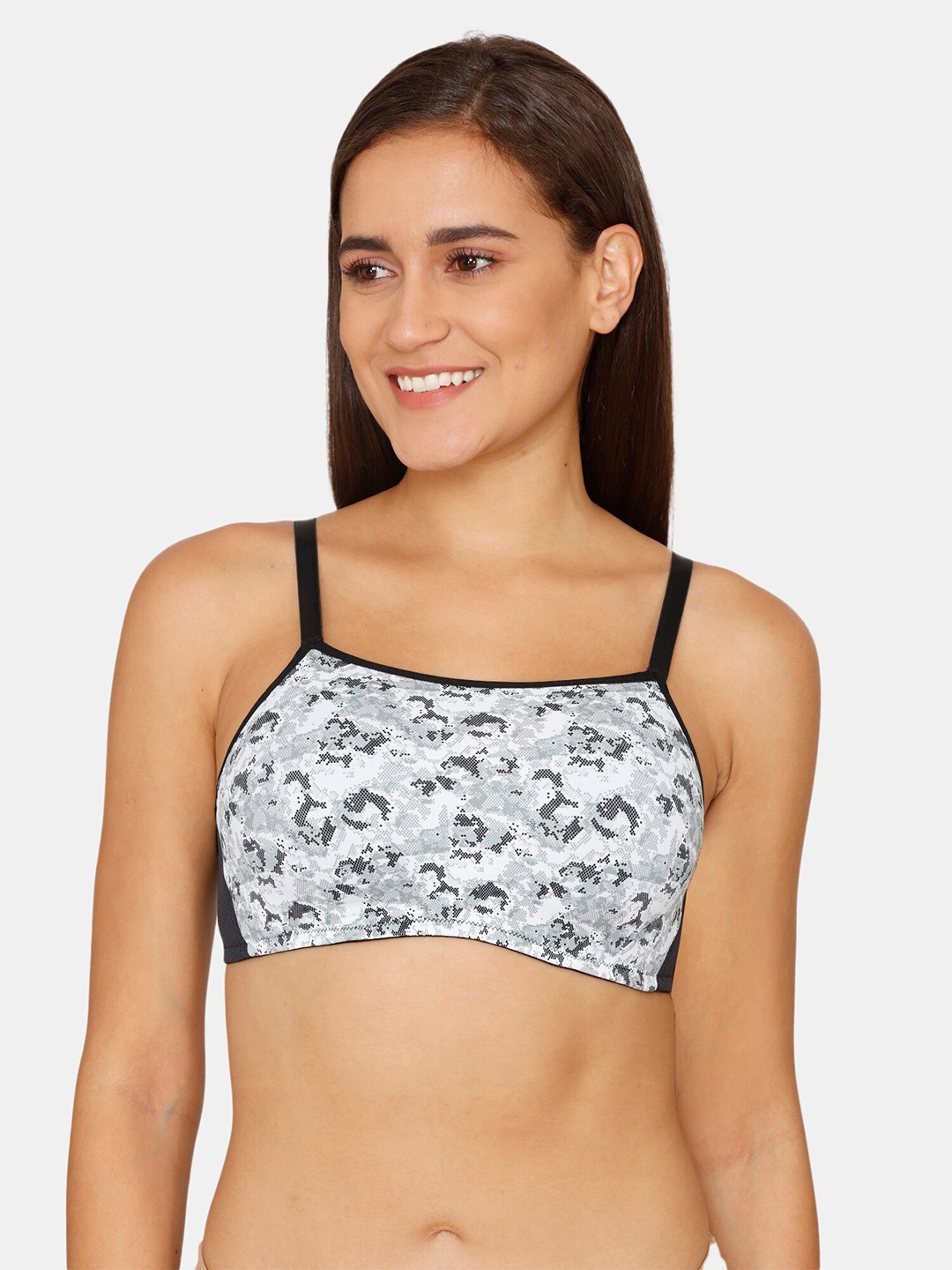 

Zivame White & Black Abstract Non Padded Cotton Bra