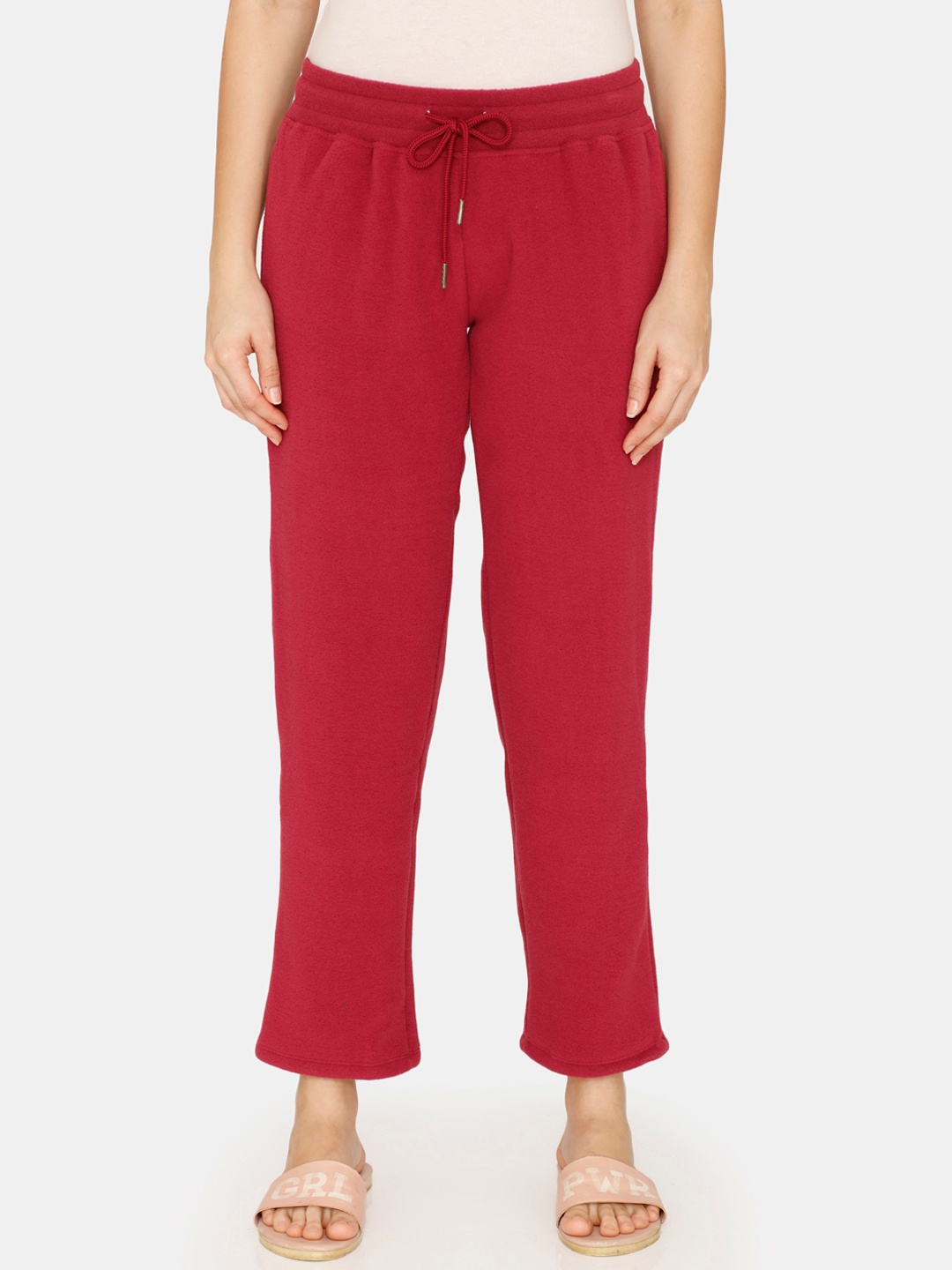

Zivame Women Red Solid Straight-fit Lounge Pants