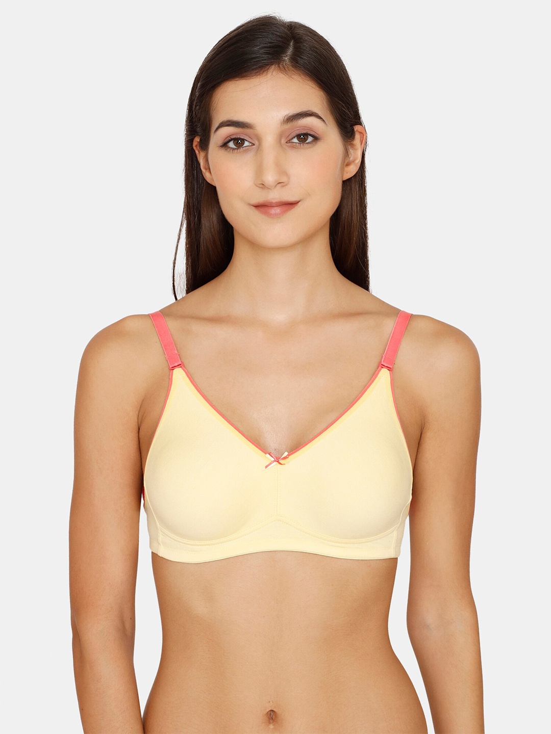

Zivame Women Yellow & Pink Solid Cotton Non Padded Bra