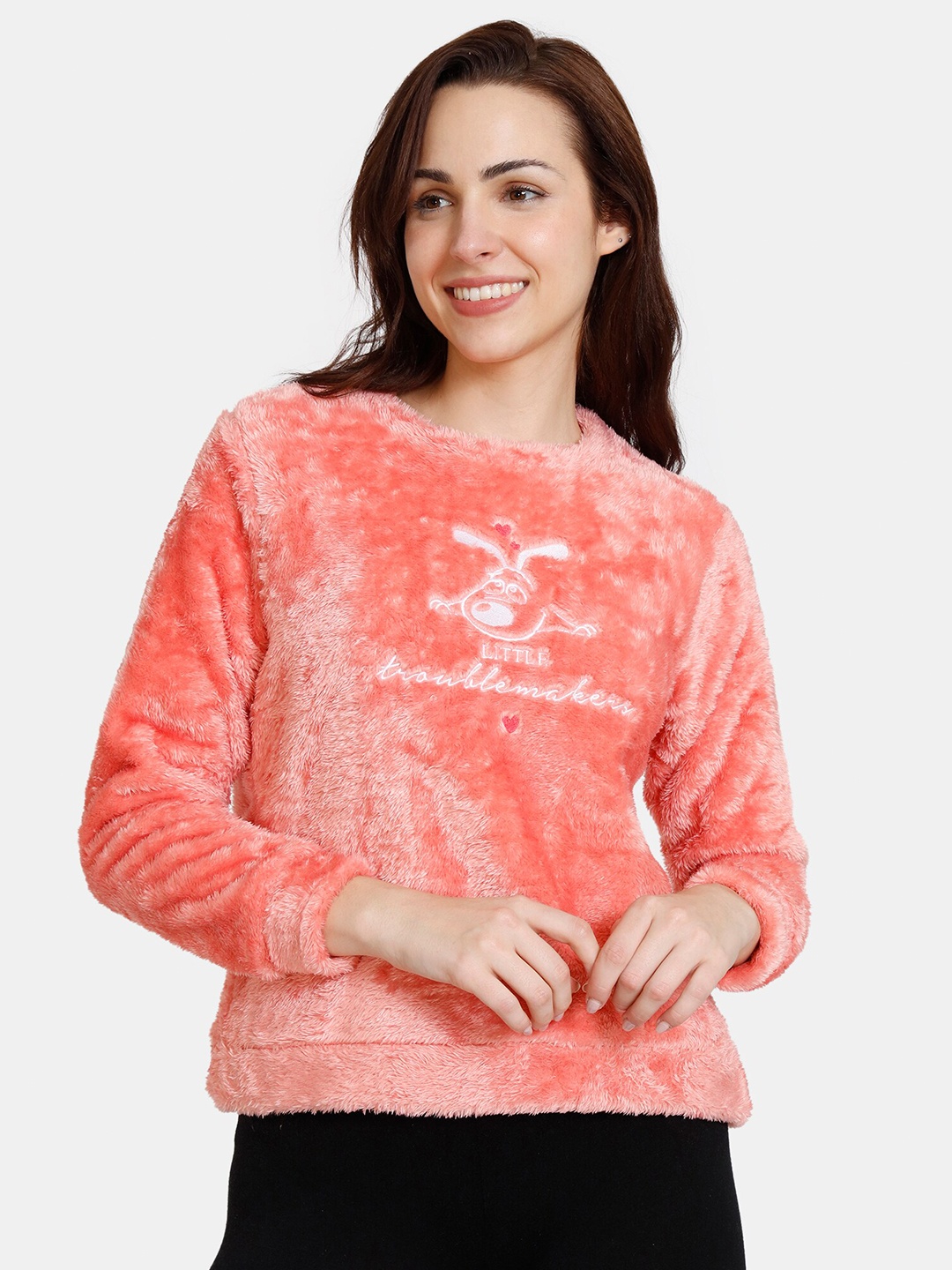 

Zivame Pink Tie and Dye Print Top