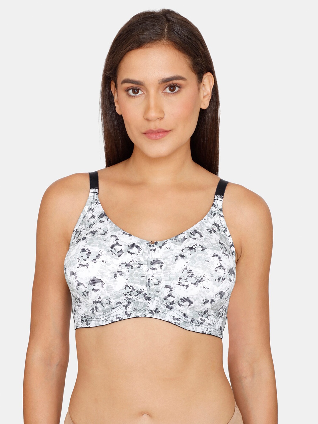 

Zivame Women Black & White Abstract Printed Underwired Bra