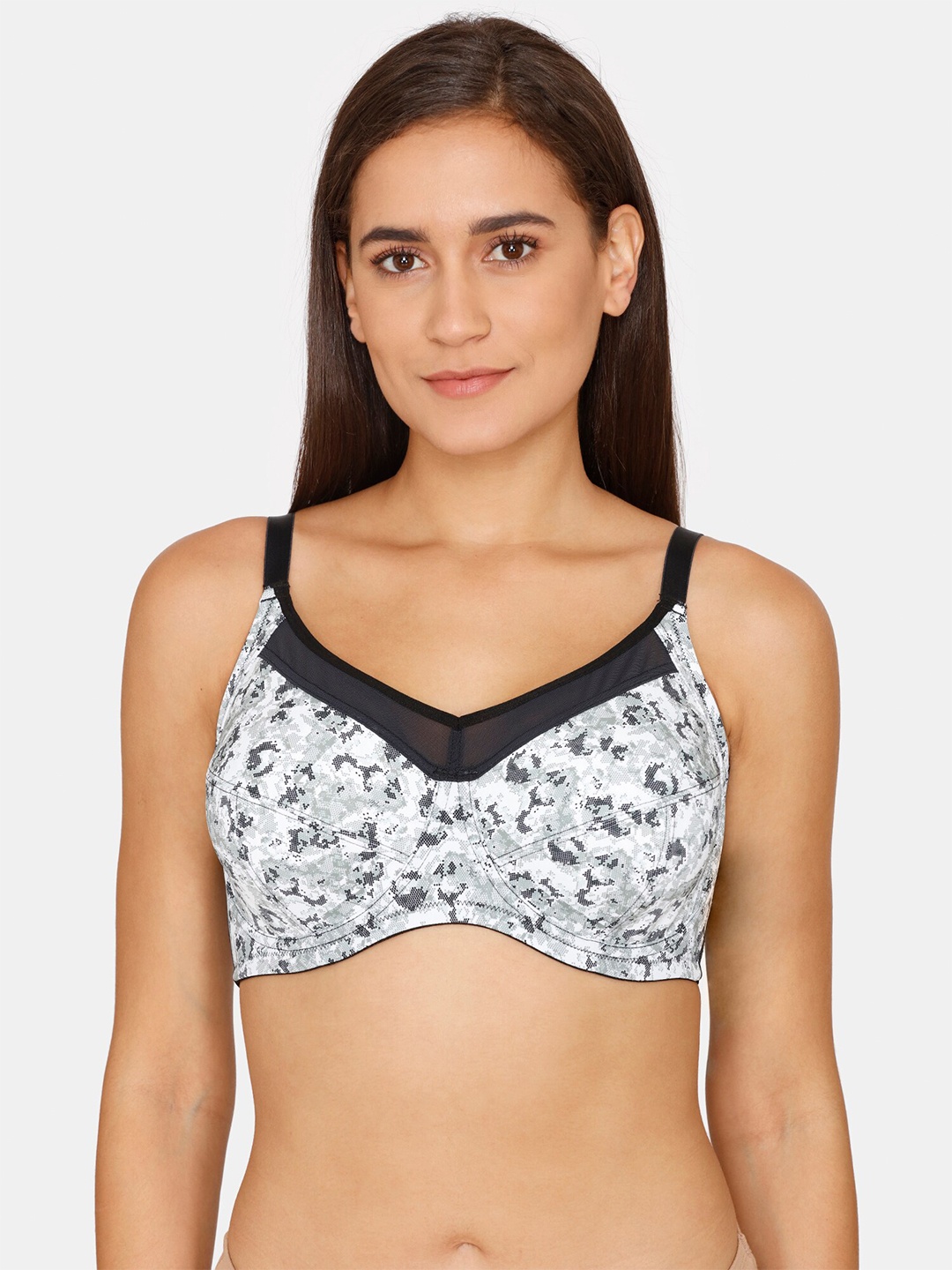 

Zivame Black & White Abstract Underwired Bra