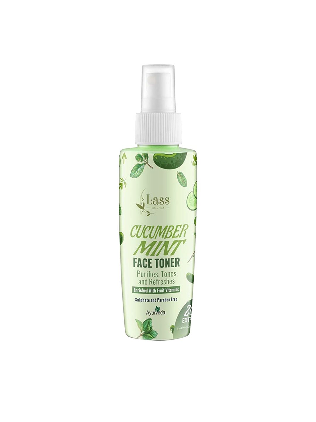

Lass Naturals Mint & Cucumber Face Freshener & Toner - 120 ml, Green