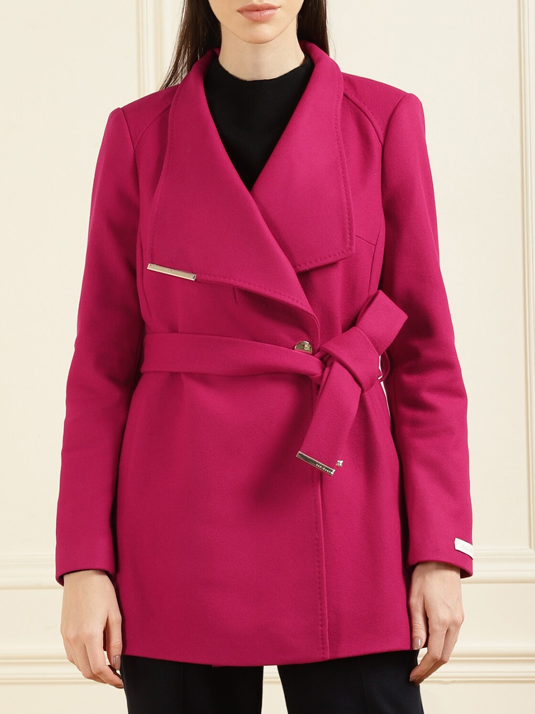 

Ted Baker Women Pink Solid Wrap Coat