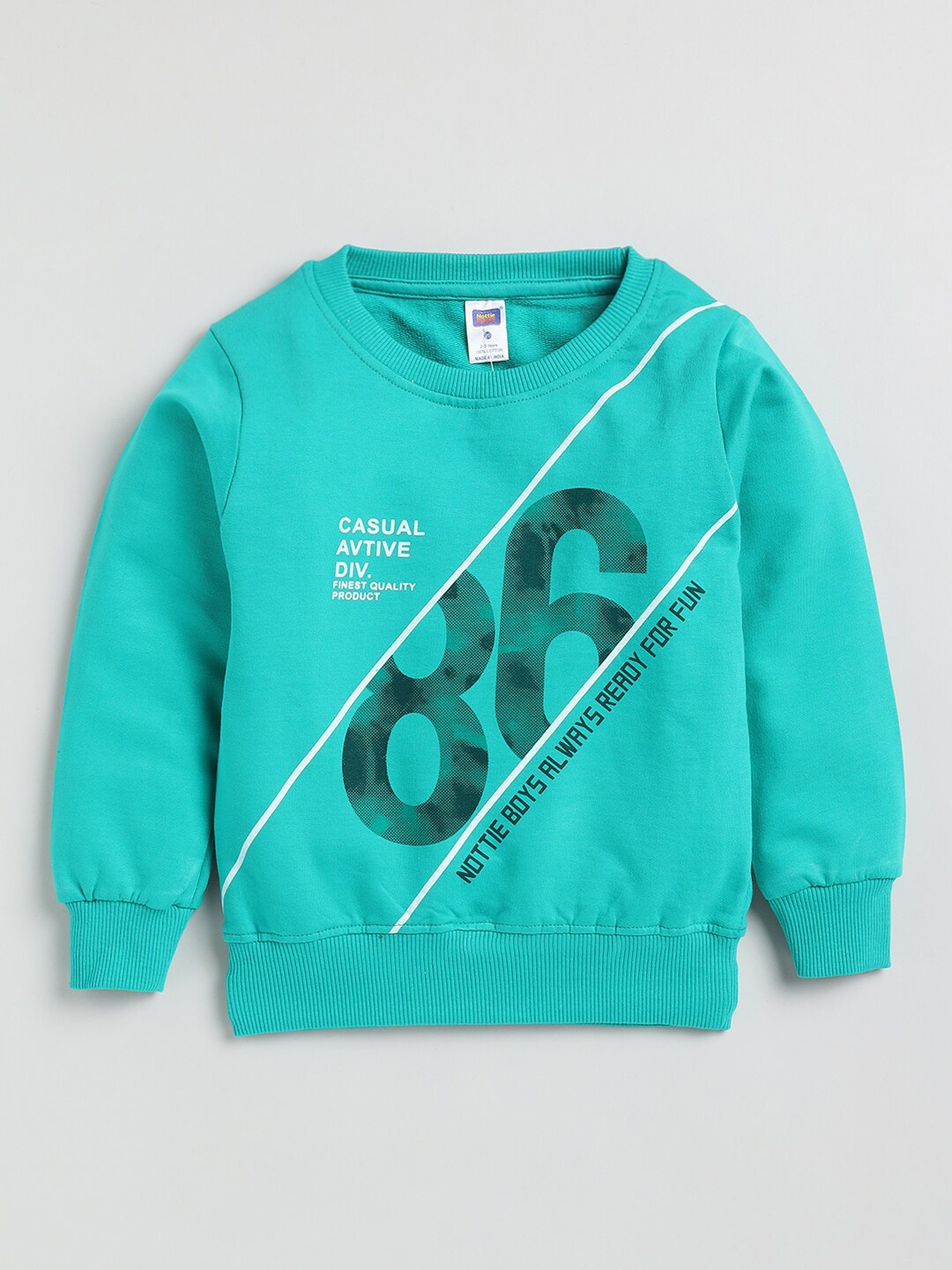 

Nottie Planet Boys Green Printed Sweatshirt