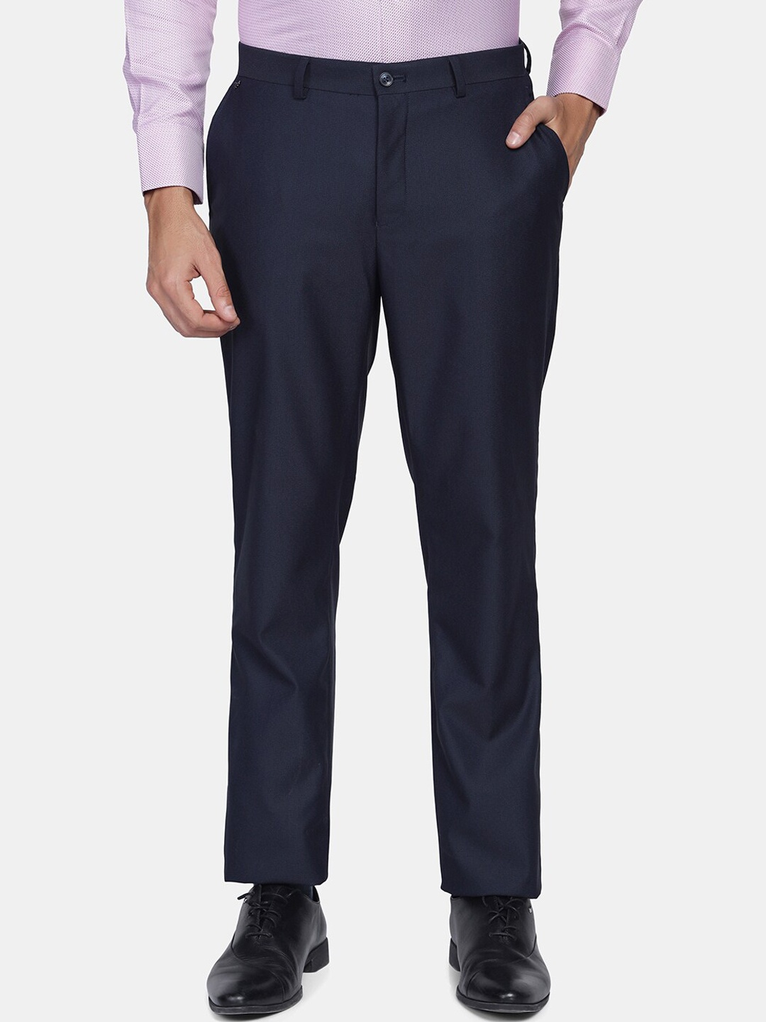 

Blackberrys Men Navy Blue Comfort Formal Trousers