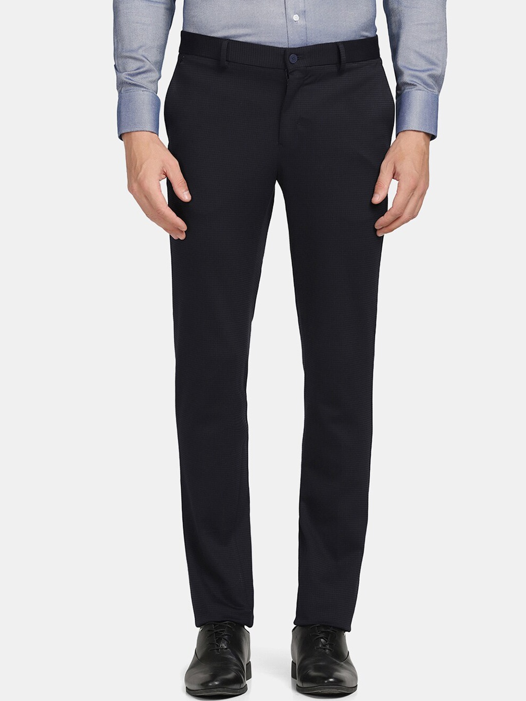 

Blackberrys TechPro Men Navy Blue Slim Fit Low-Rise Trousers