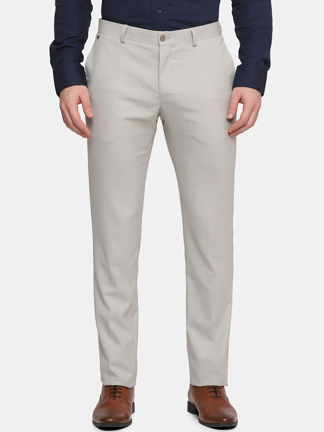 

Blackberrys Men Grey Slim Fit Trousers