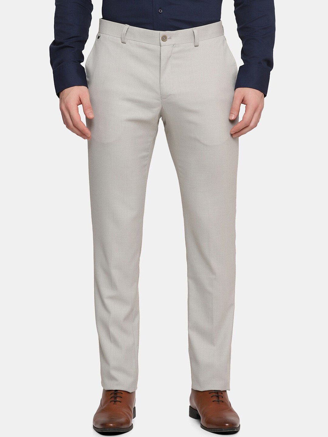 

Blackberrys Men Grey Slim Fit Cotton Trousers