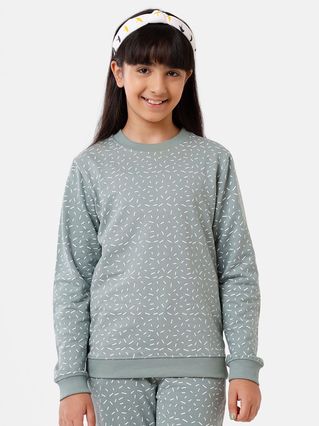 

De Moza Girls Grey Printed Cotton Sweatshirt