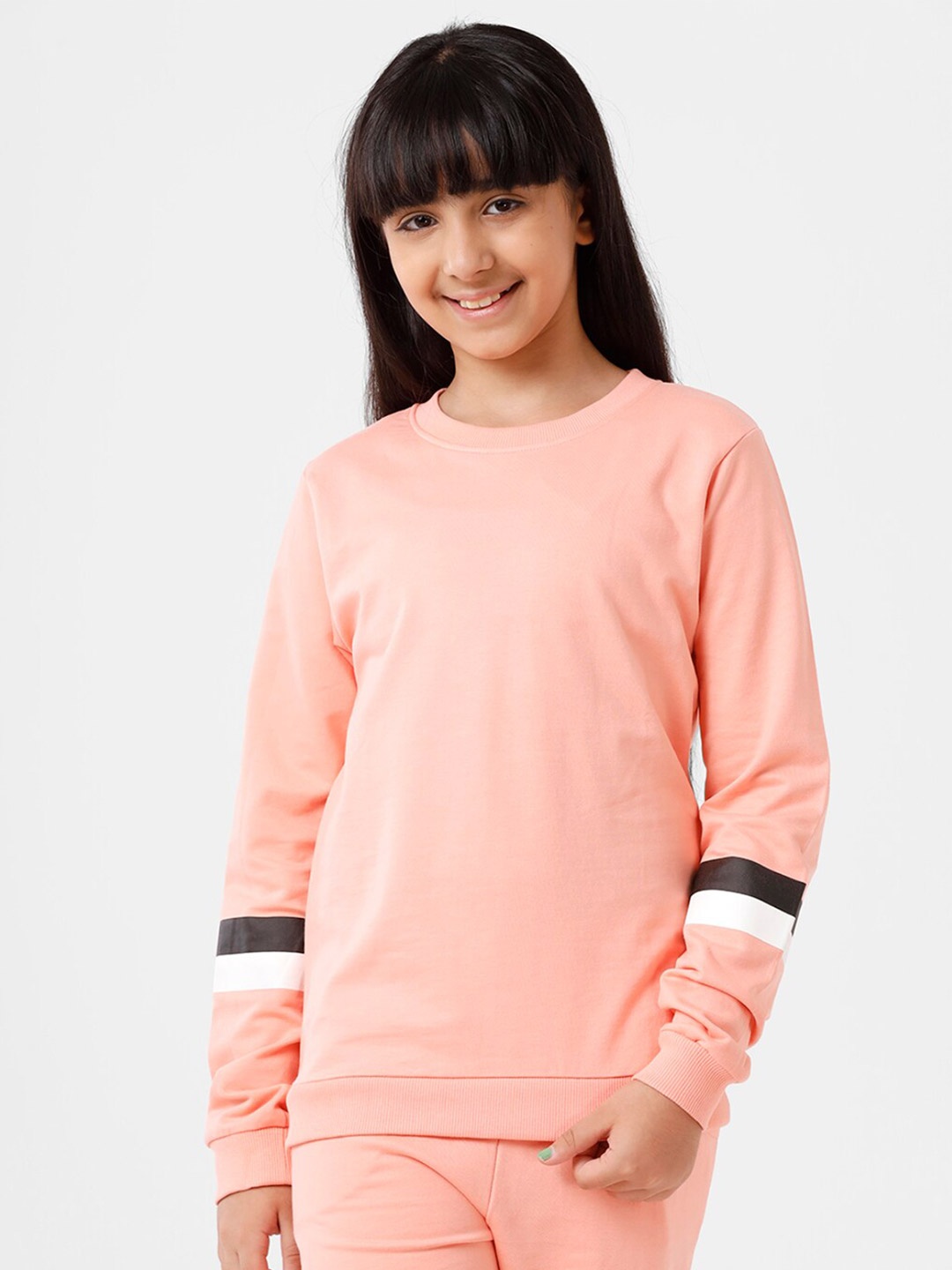 

De Moza Girls Peach-Coloured Cotton Sweatshirt