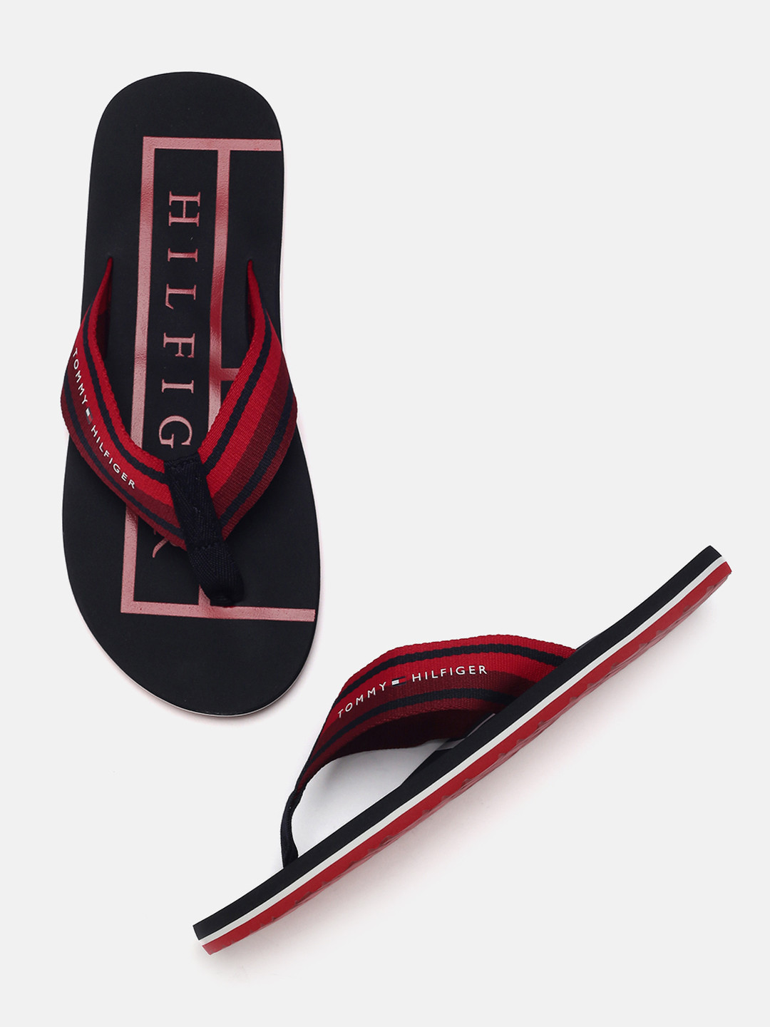 

Tommy Hilfiger Men Red & Black Printed Thong Flip-Flops