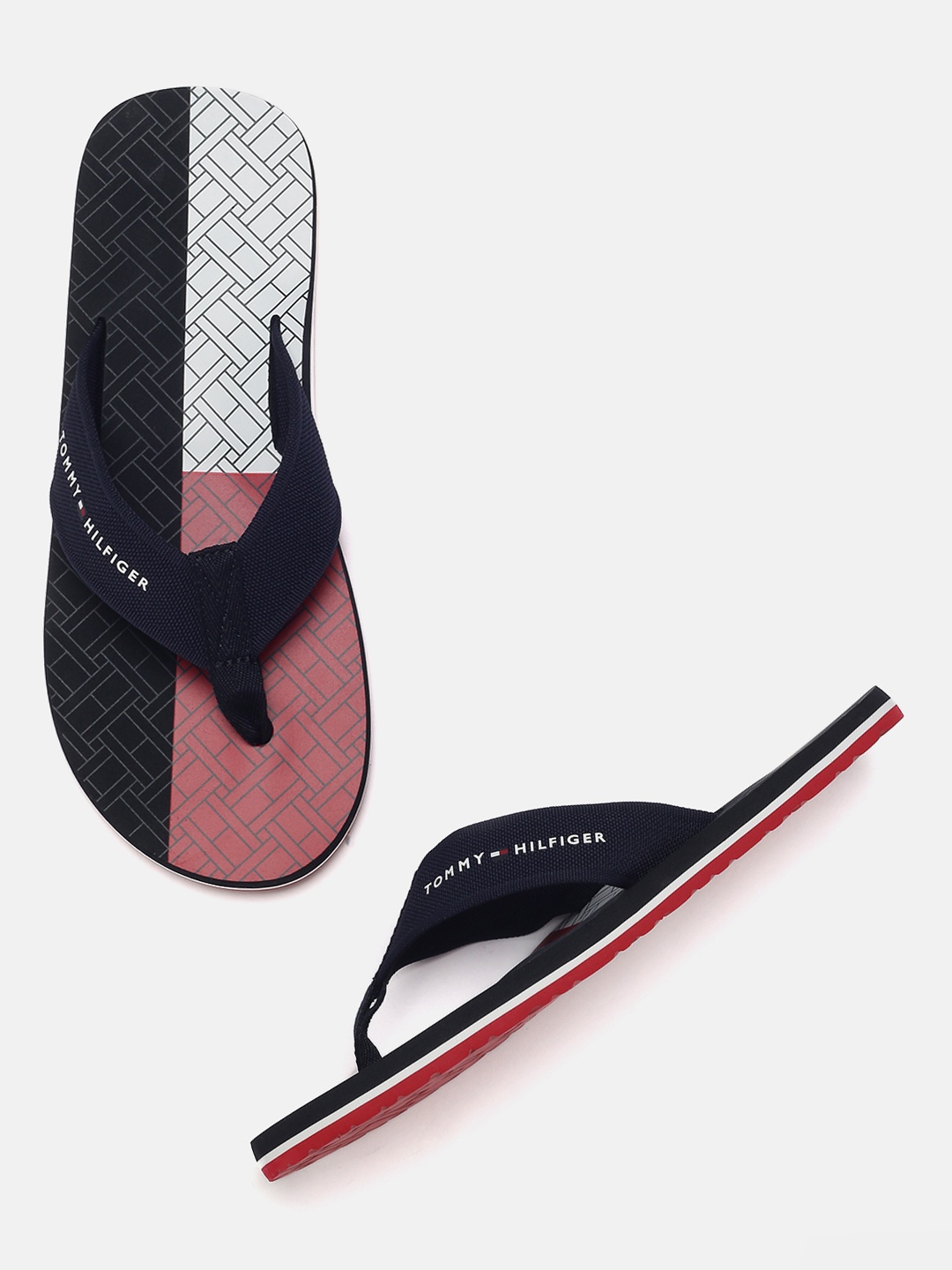 

Tommy Hilfiger Men Navy Blue & Red Printed Thong Flip-Flops