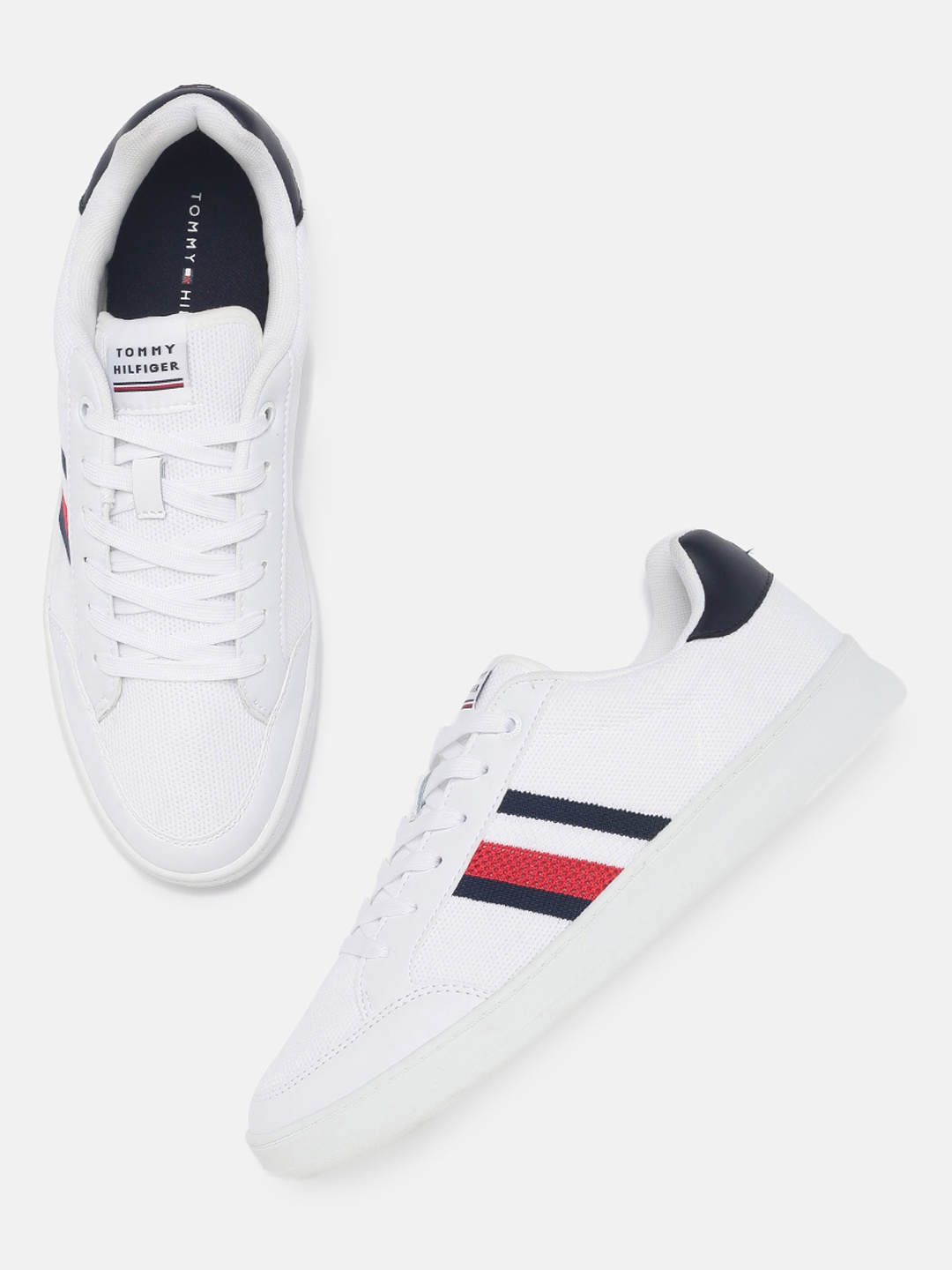 

Tommy Hilfiger Men White Striped Casual Sneakers