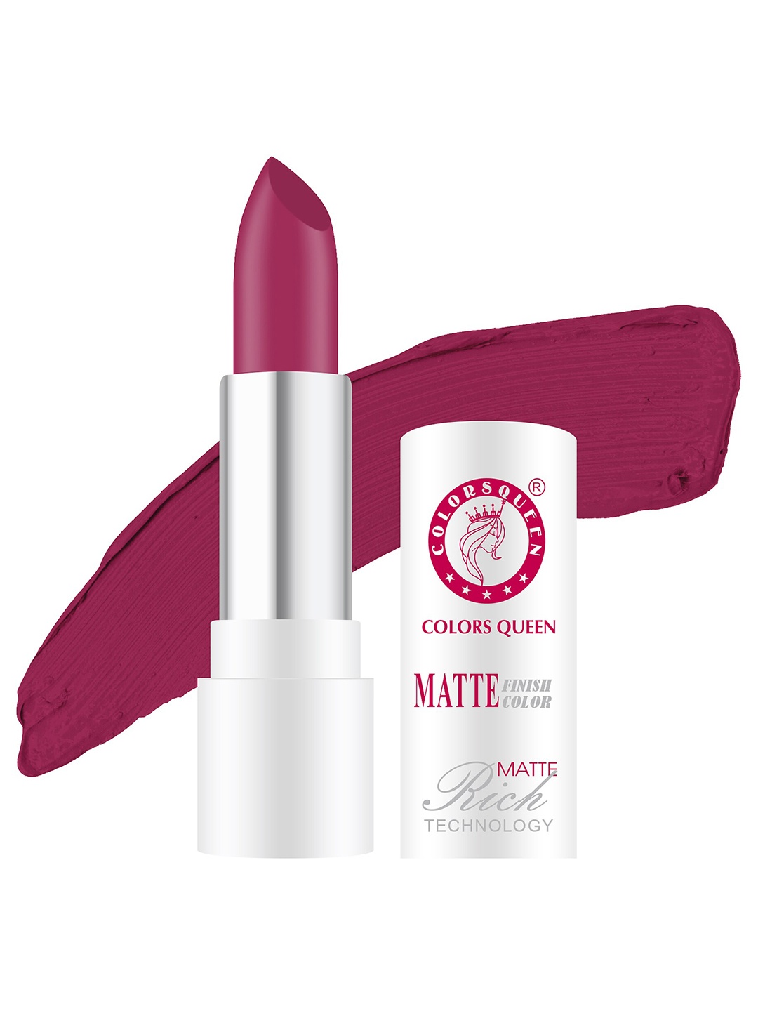 

Colors Queen Rich Matte Non-Transfer Long-Lasting Lipstick 3 g- Glam Pink, Maroon