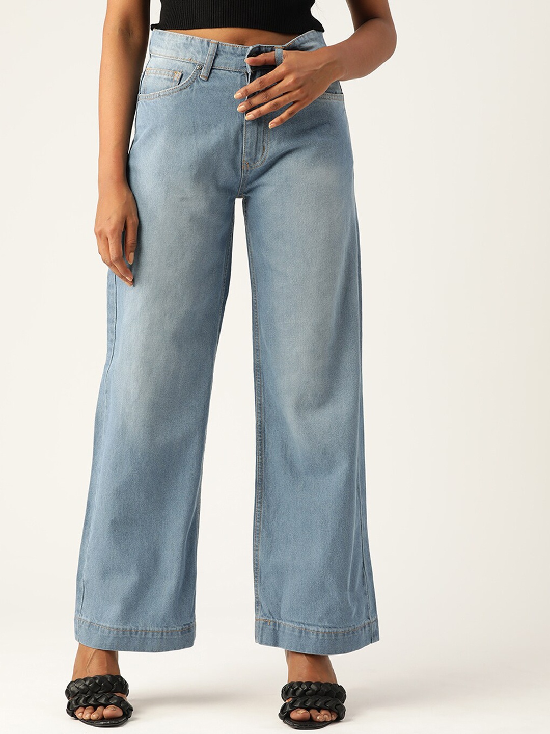 

Malachi Women Blue Jean Flared High-Rise Heavy Fade Jeans