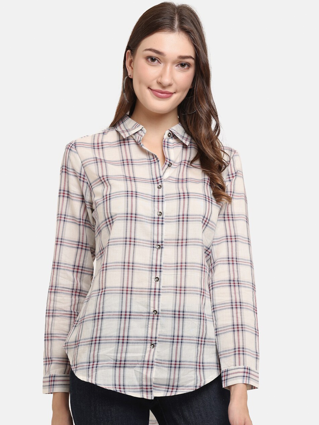 

KURTSY Women Pink Relaxed Tartan Checks Checked Casual Shirt