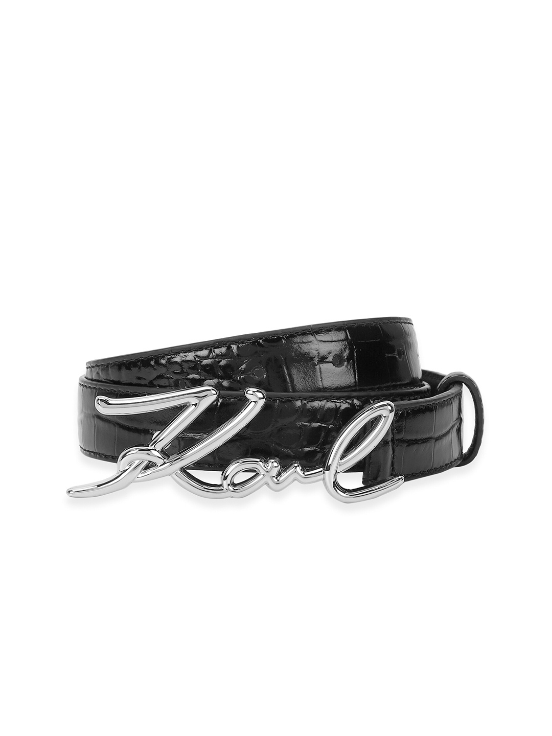 

Karl Lagerfeld Women Black Leather Belt