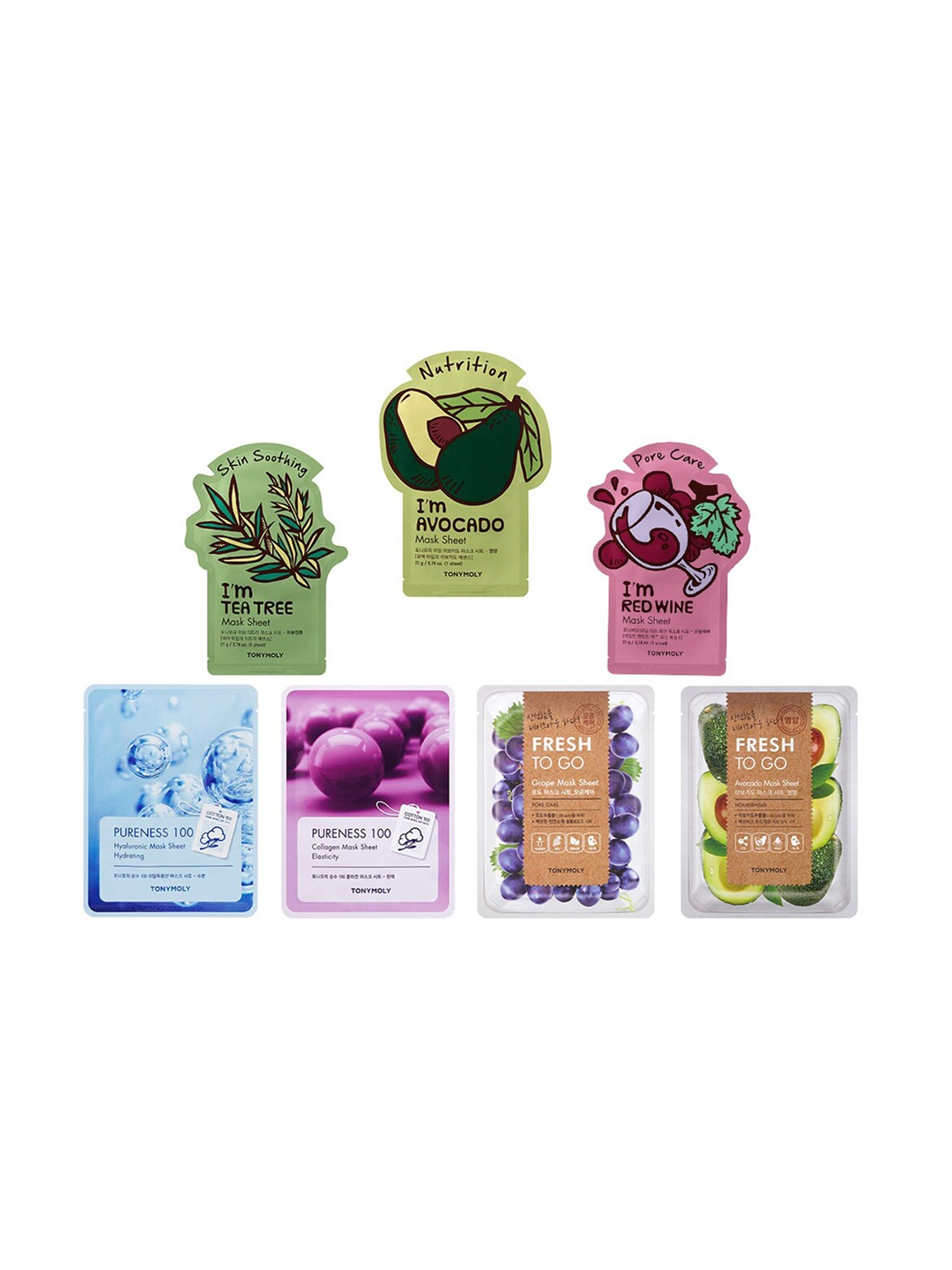 

TONYMOLY Set Of 7 Glow Anywhere Sheet Mask 147gm, Blue