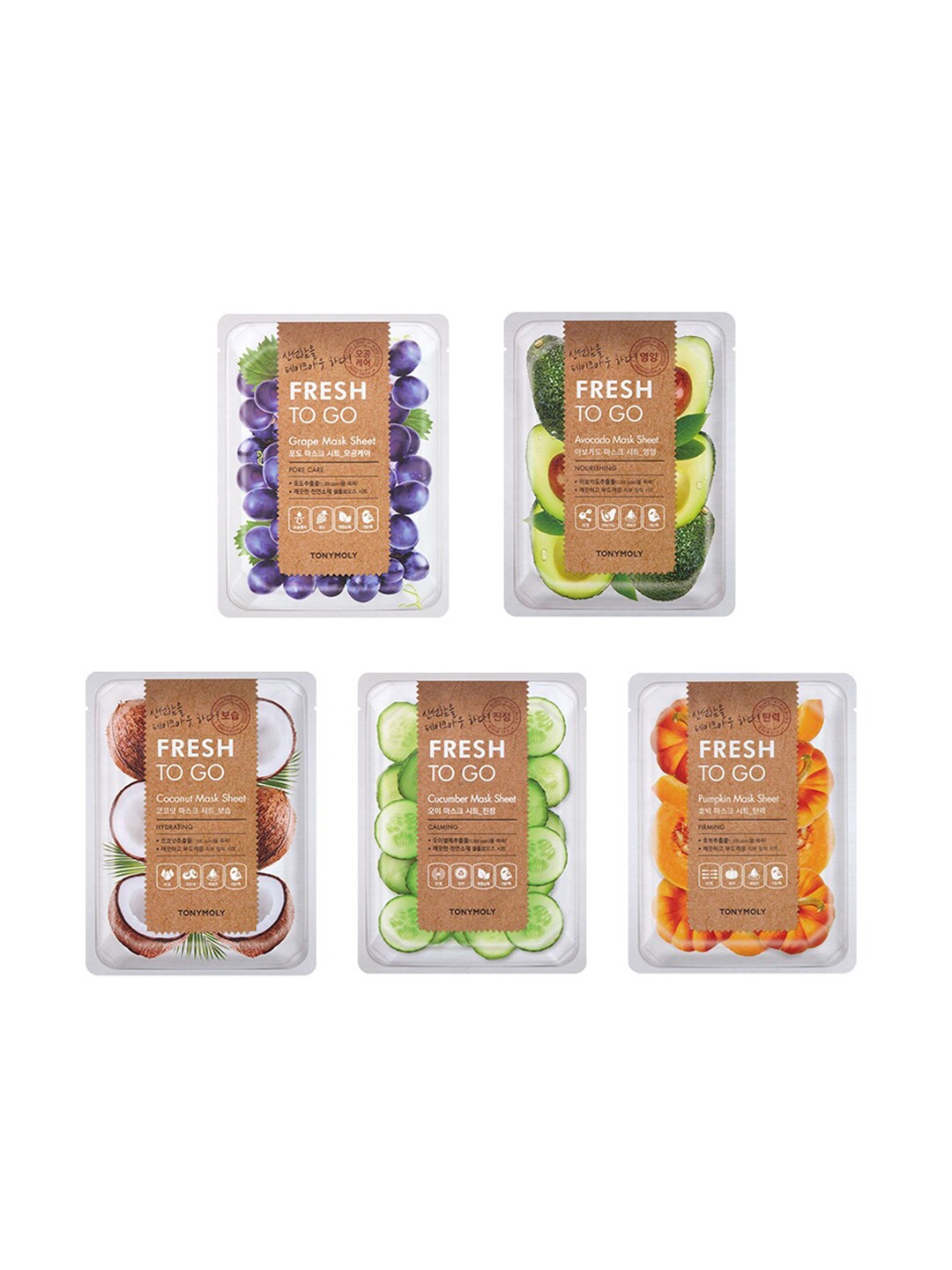 

TONYMOLY Set Of 5 Fresh To Go Sheet Mask 105 gm, Transparent