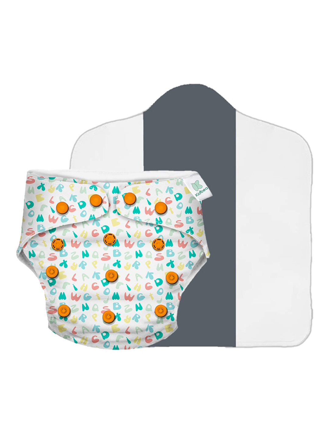 

Kidbea Kids White & Green Adjustable Reusable Cloth Diaper with Quick Dry Pad