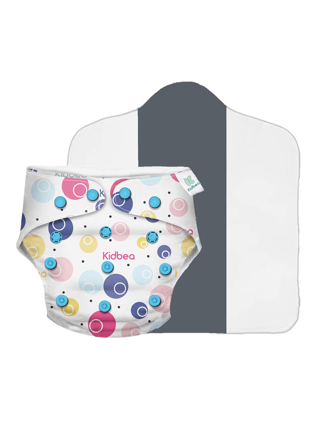 

Kidbea Kids White & Blue Adjustable Reusable Cloth Diaper with Quick Dry Pad