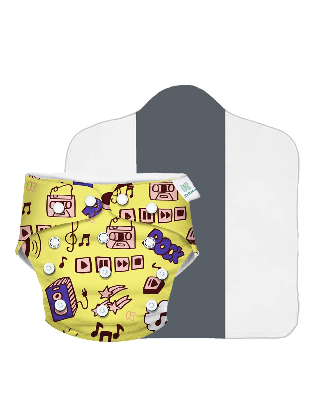 

Kidbea Kids Yellow & Coffee Brown Adjustable Reusable Cloth Diaper with Quick Dry Pad