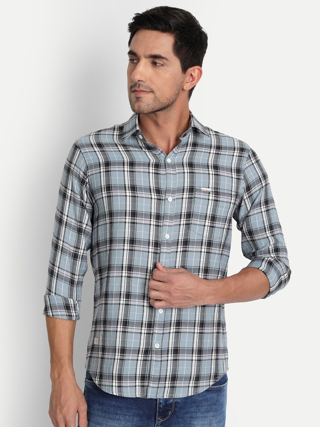 

DEZANO Men Blue Comfort Tartan Checked Cotton Casual Shirt