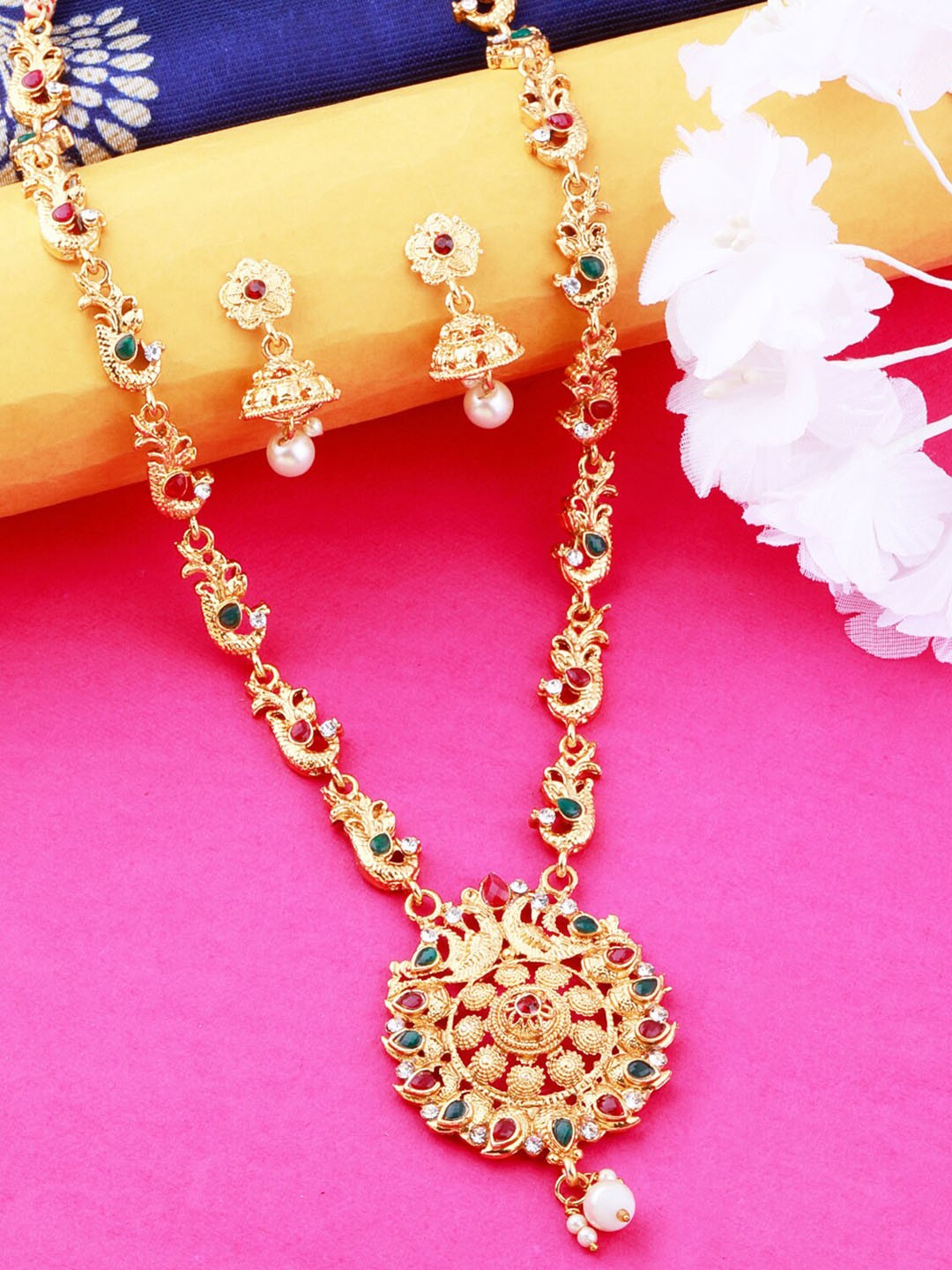 

Silver Shine Gold-Plated Jewellery Set, Green