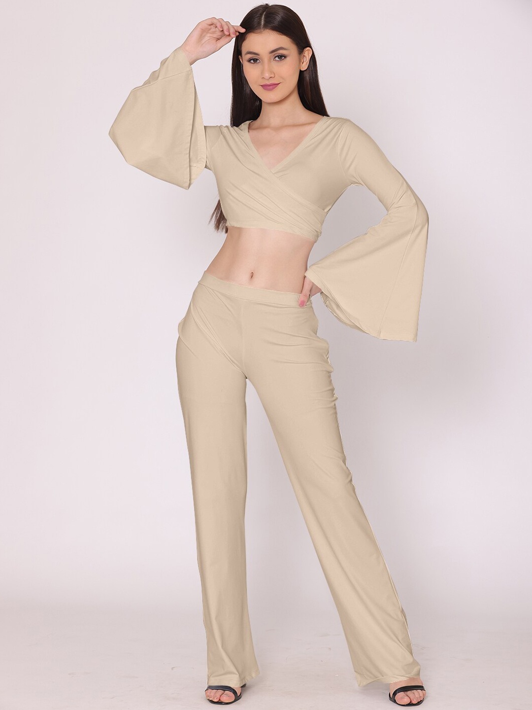 

HERE&NOW Women Beige Solid Co-Ords