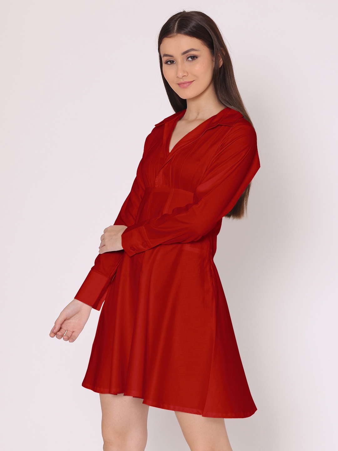 

HERE&NOW Red Solid Dress