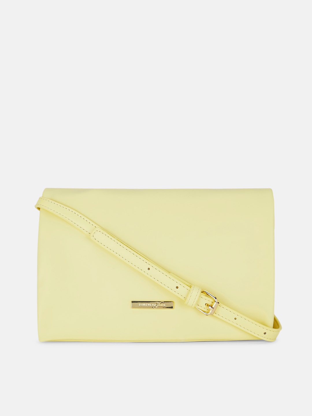 

Forever Glam by Pantaloons Yellow PU Structured Sling Bag