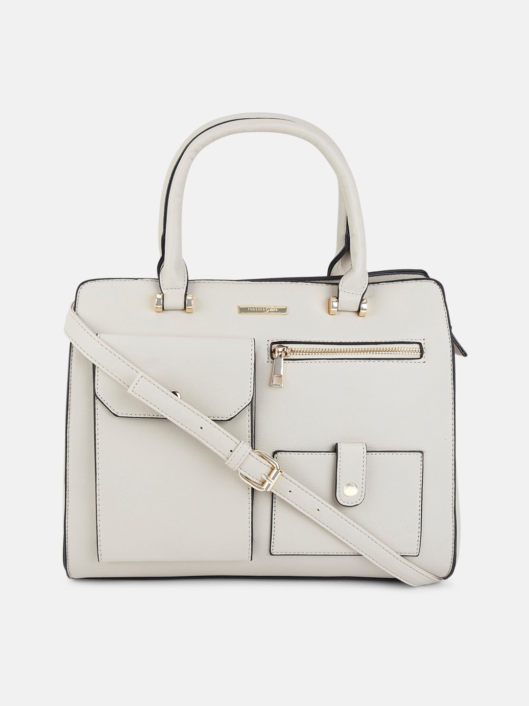 

Forever Glam by Pantaloons Beige PU Structured Handheld Bag