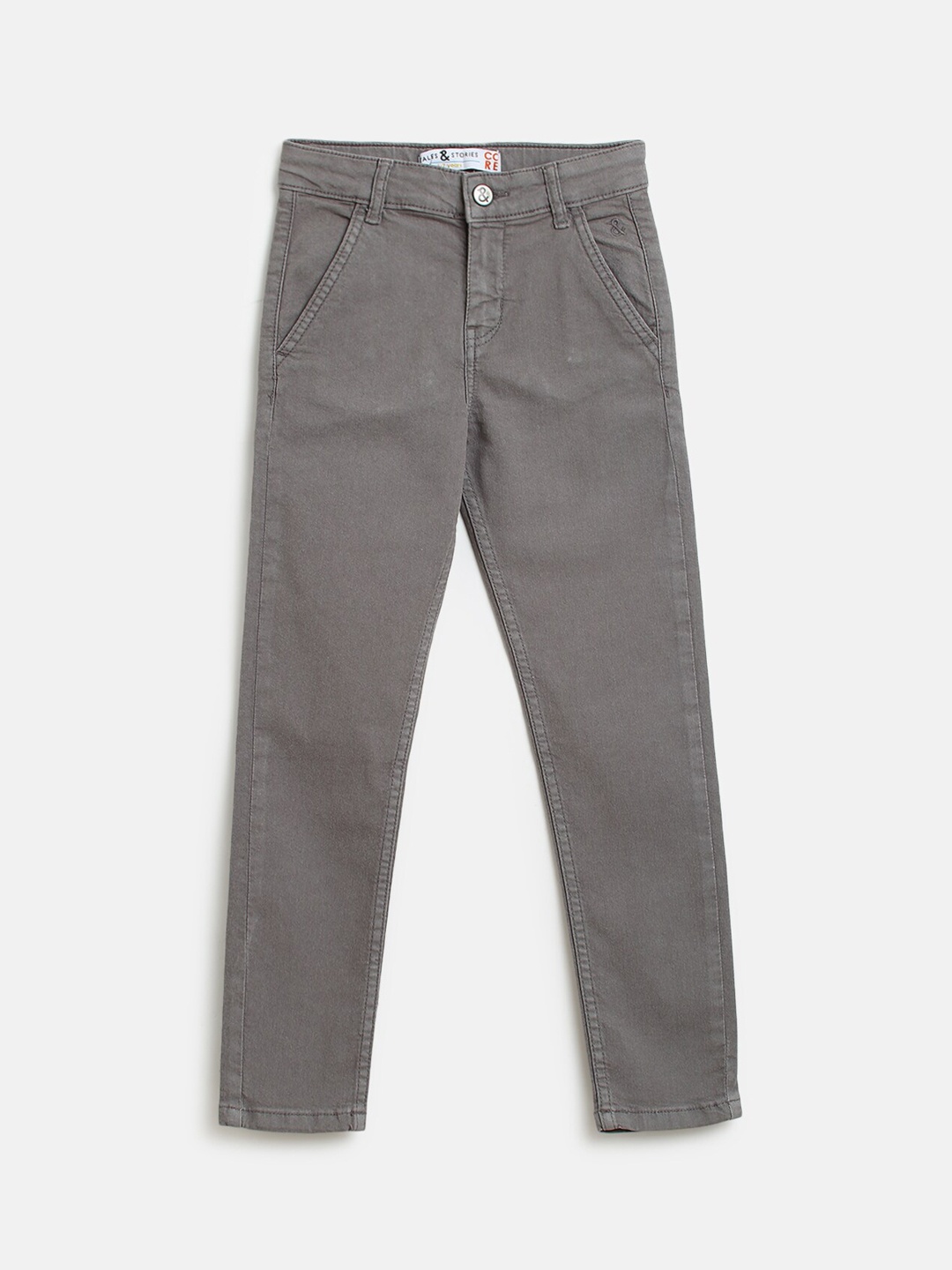 

TALES & STORIES Boys Grey Slim Fit Cotton Trousers