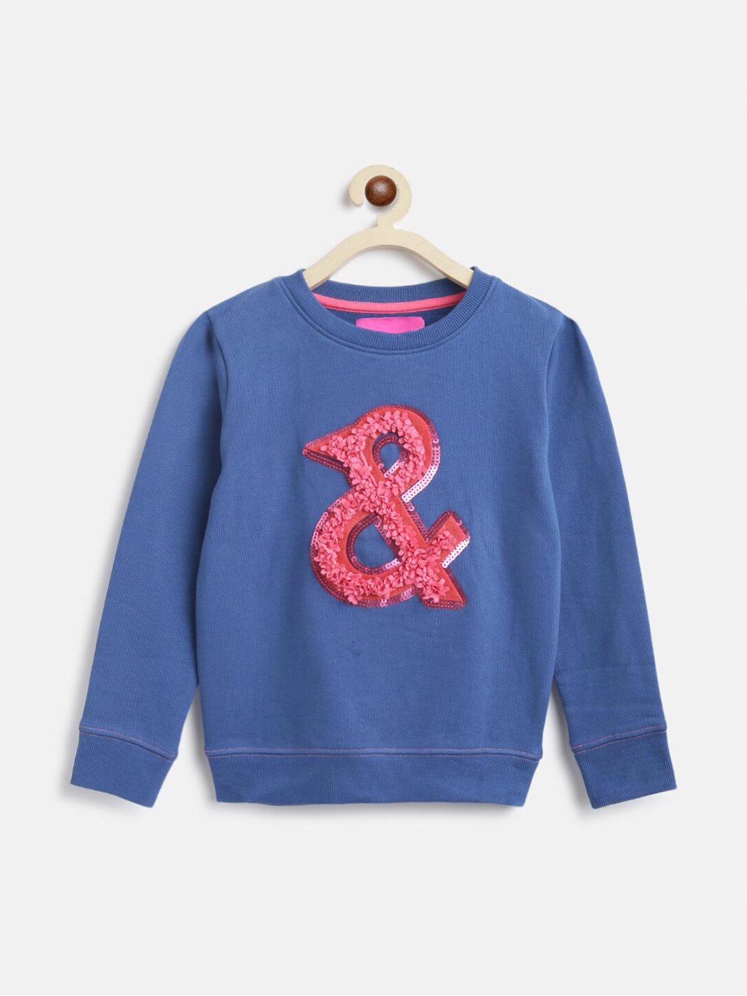 

TALES & STORIES Girls Blue Embellished Cotton Sweatshirt