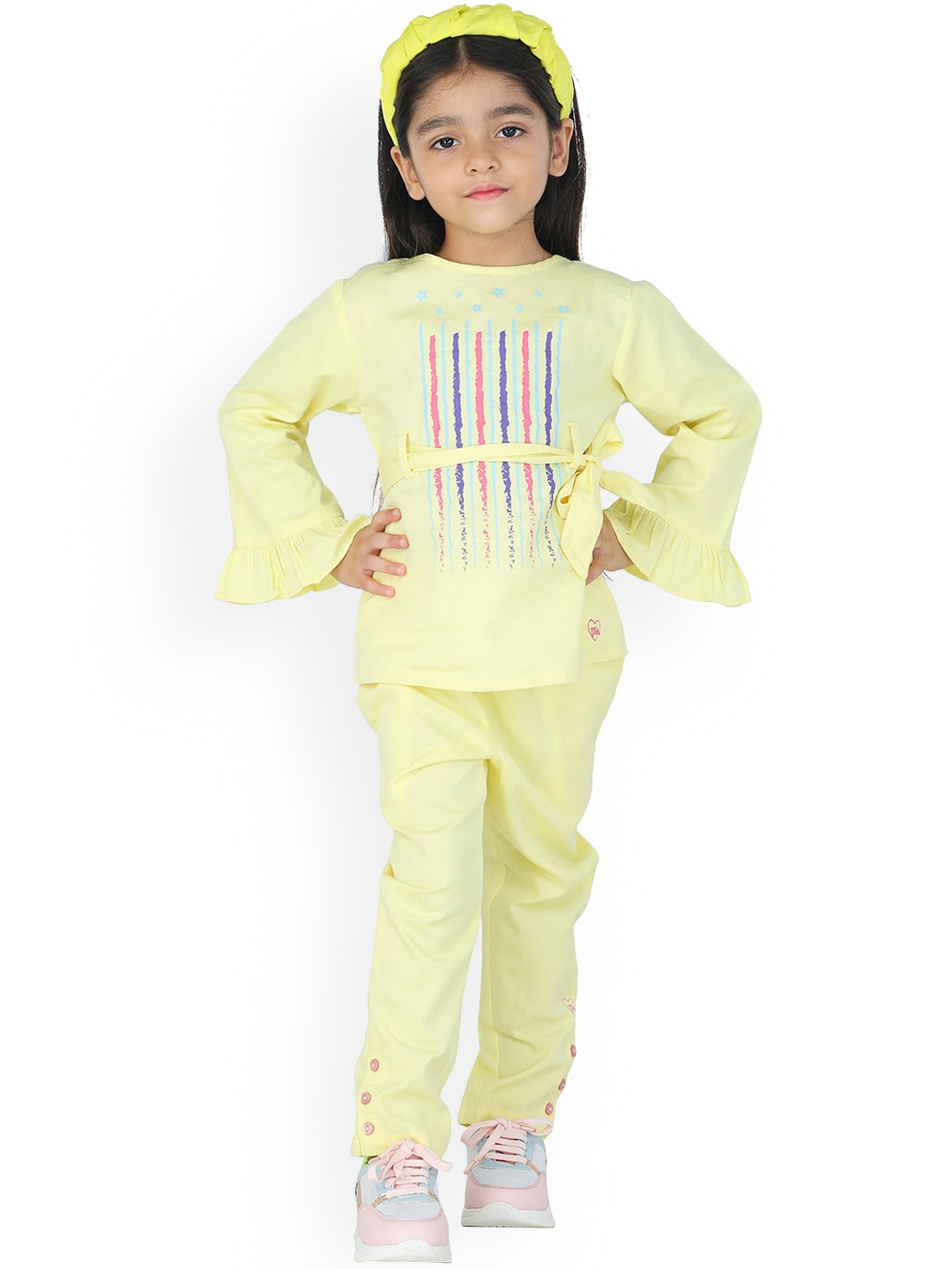 

toothless Girls Yellow Solid Regular Fit Pants