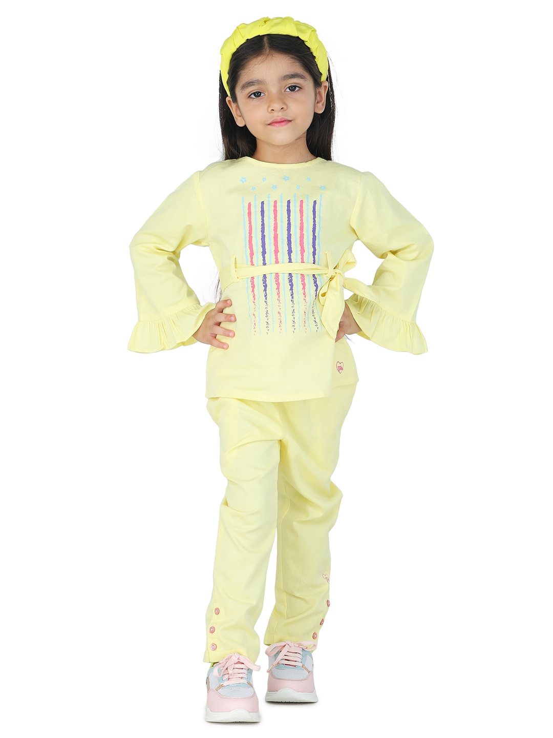 

toothless Girls Yellow Solid Cotton Track Pants