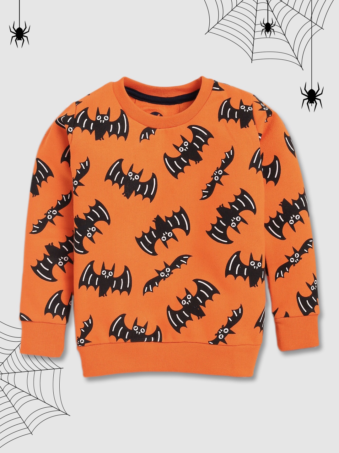 

YK Boys Orange Halloween Bat Printed Sweatshirt
