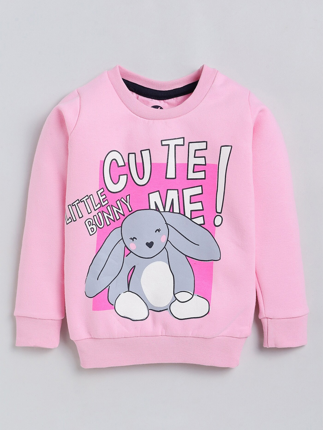 

YK Girls Pink Bunny Printed Cotton Sweatshirt