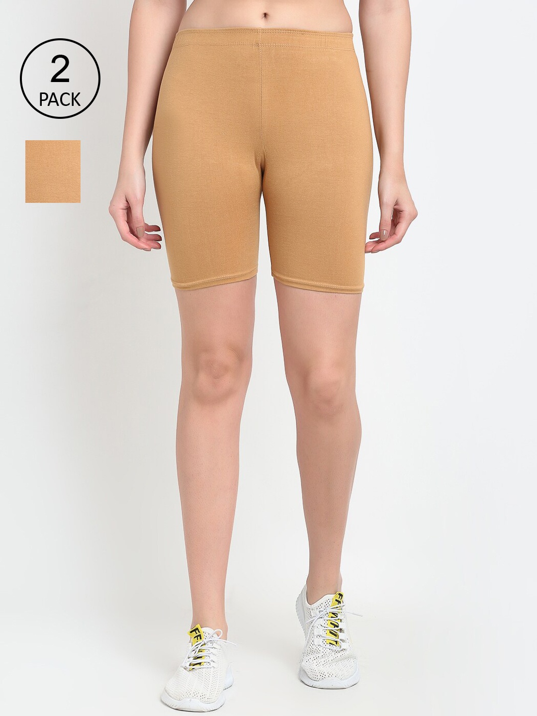 

GRACIT Women Pack Of 2 Beige Cycling Shorts
