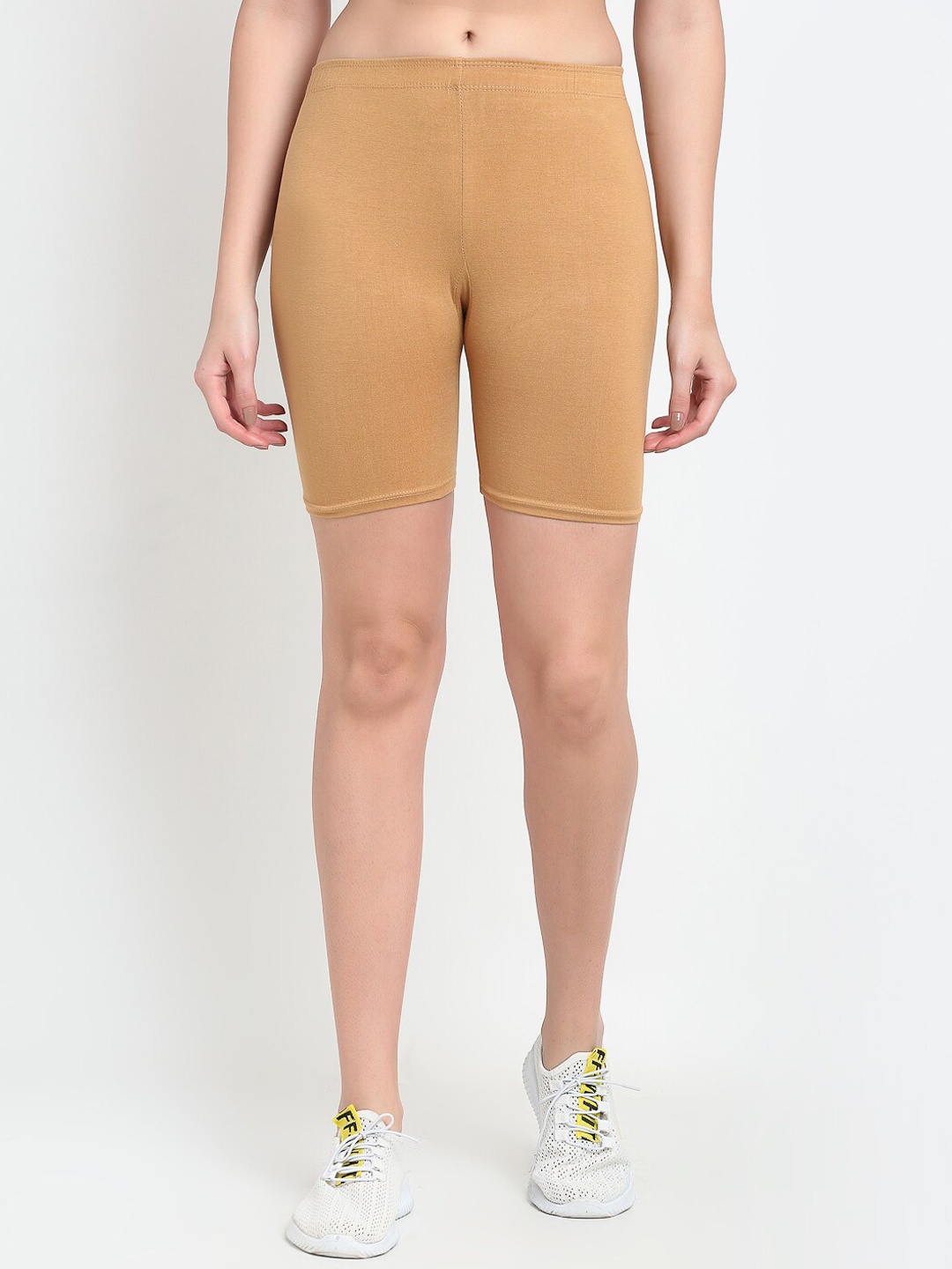 

GRACIT Women Beige Cotton Cycling Sports Shorts