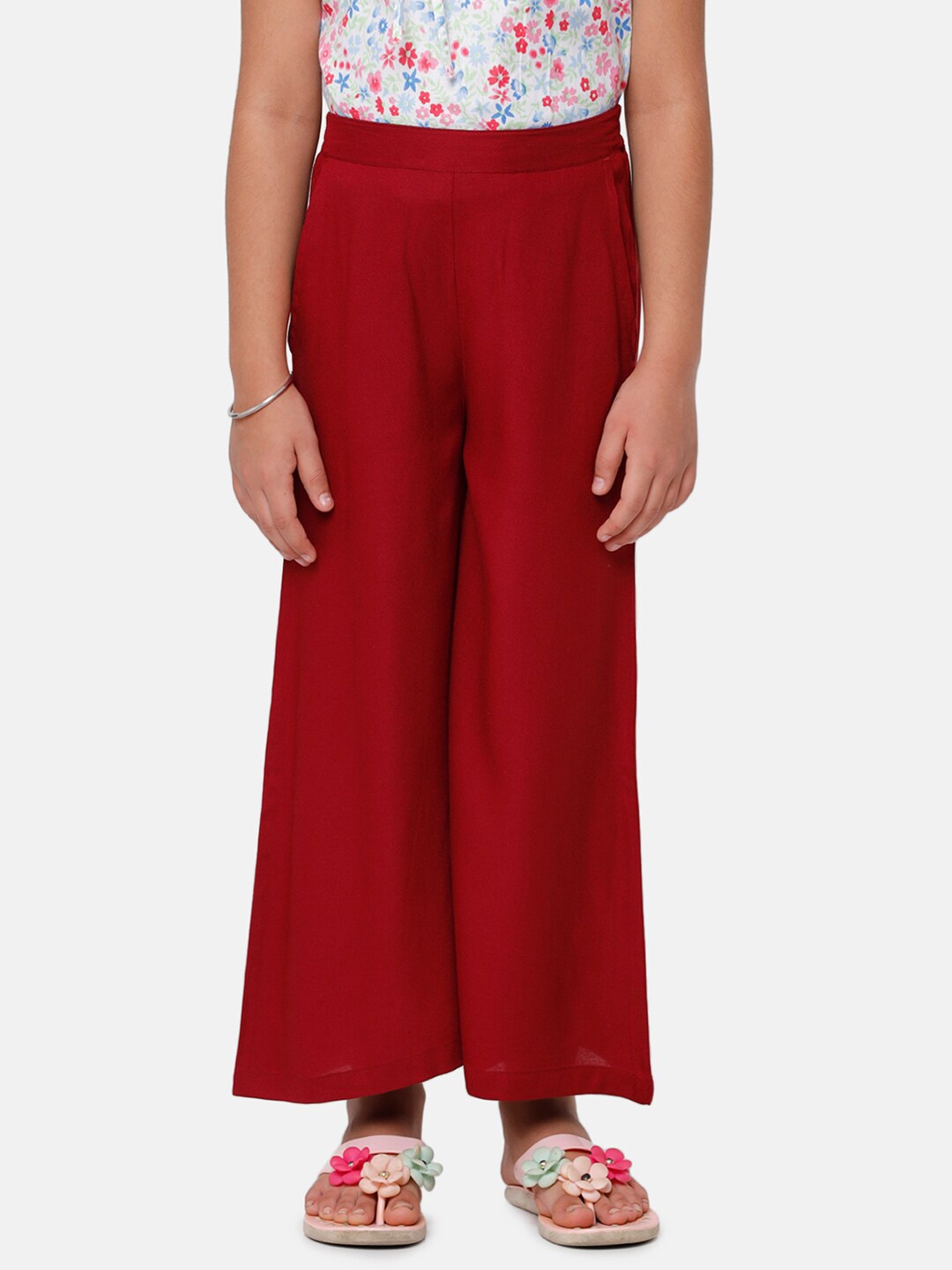 

De Moza Girls Red Solid Palazzos