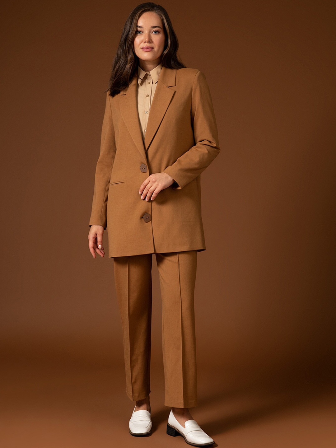

DeFacto Women Brown Solid Regular Trousers