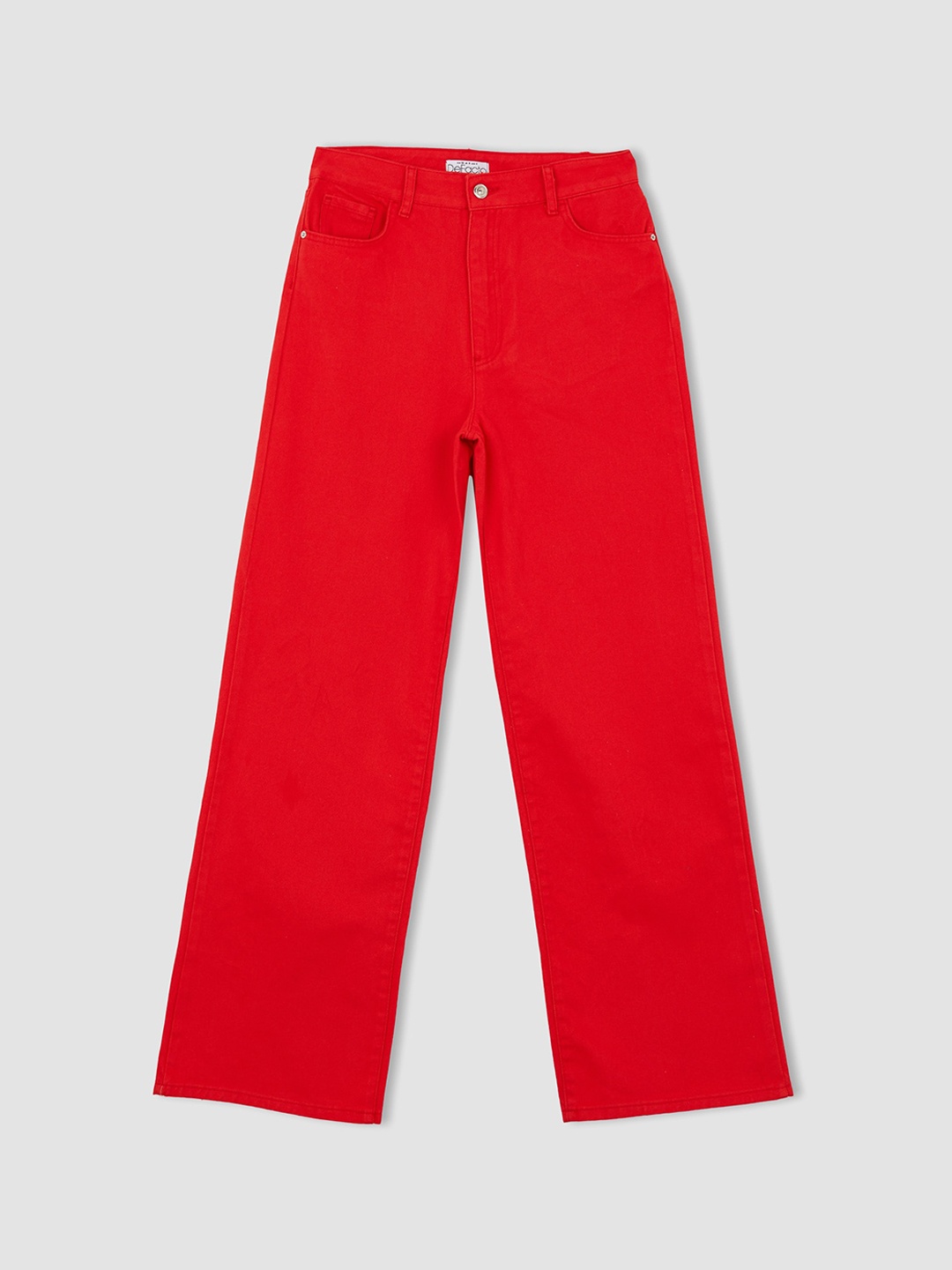 

DeFacto Women Red Flared Pure Cotton Trousers