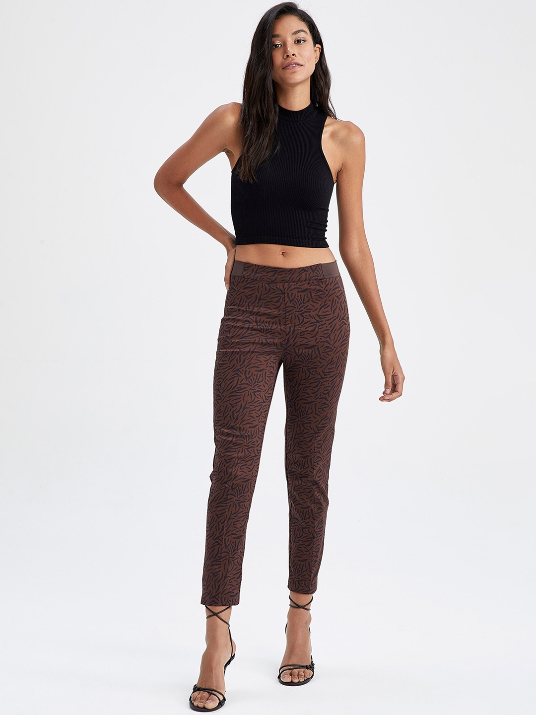 

DeFacto Women Brown Printed Trousers