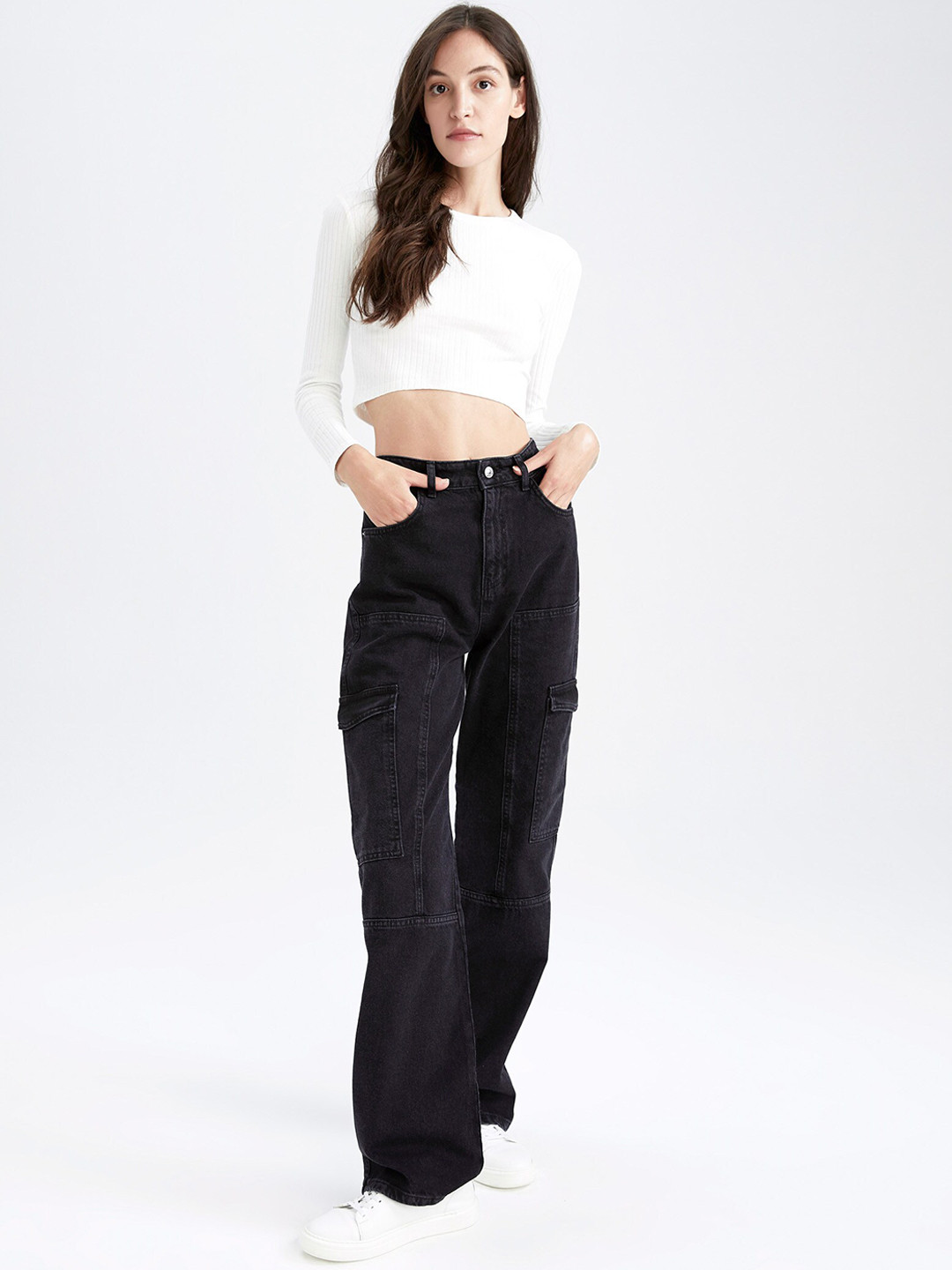 

DeFacto Women Black Cargos Trousers
